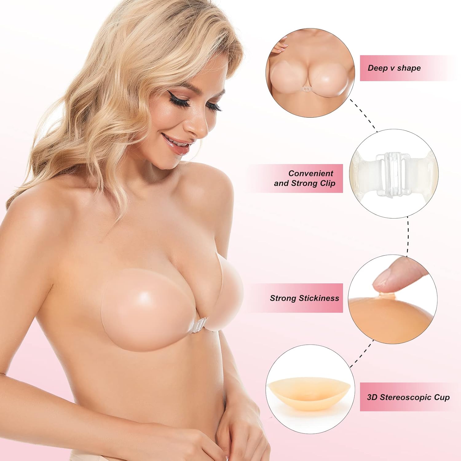 Strapless Bra Adhesive - حمالة صدر لاصقة رافعة للصدر، حمالات